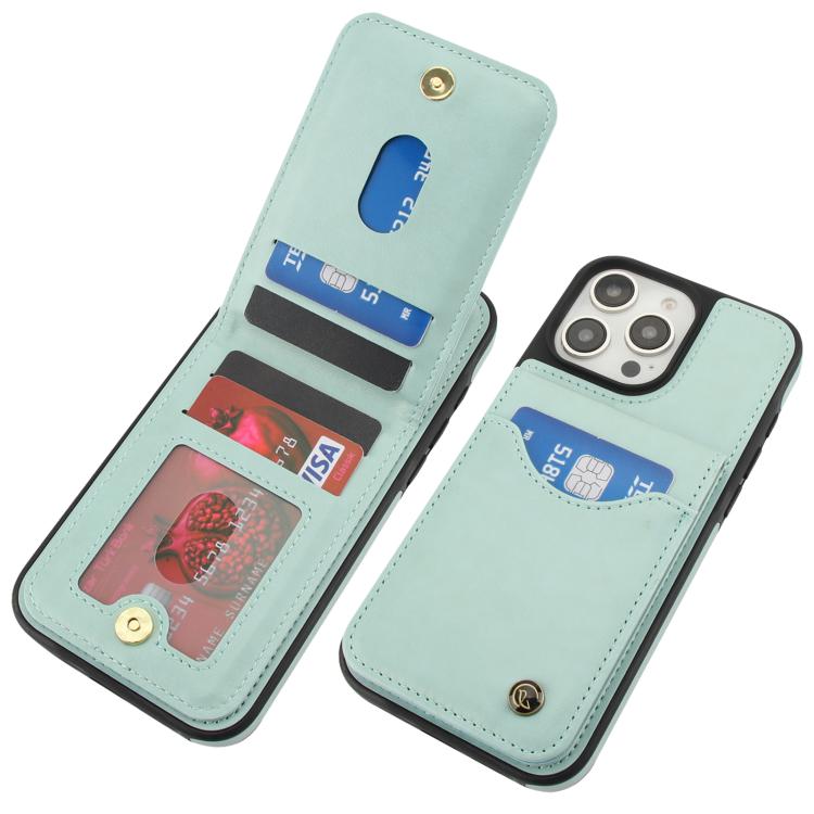 For iPhone 16 Pro Max AwQuer Vertical Flip Card Bag Holder Leather Phone Case(Green)
