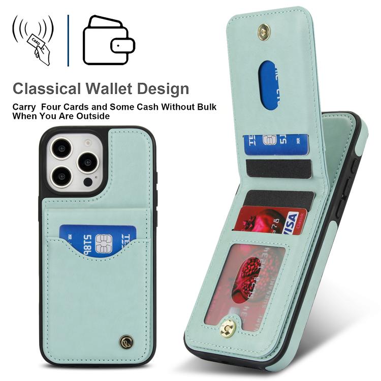 For iPhone 16 Pro Max AwQuer Vertical Flip Card Bag Holder Leather Phone Case(Green)