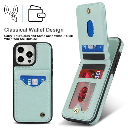 For iPhone 16 Pro Max AwQuer Vertical Flip Card Bag Holder Leather Phone Case(Green)