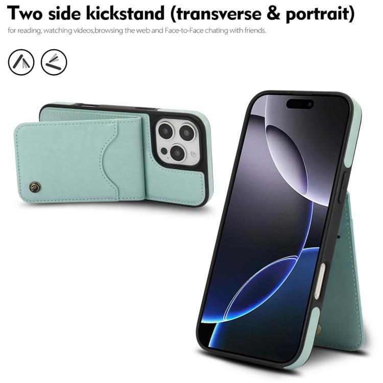 For iPhone 16 Pro Max AwQuer Vertical Flip Card Bag Holder Leather Phone Case(Green)