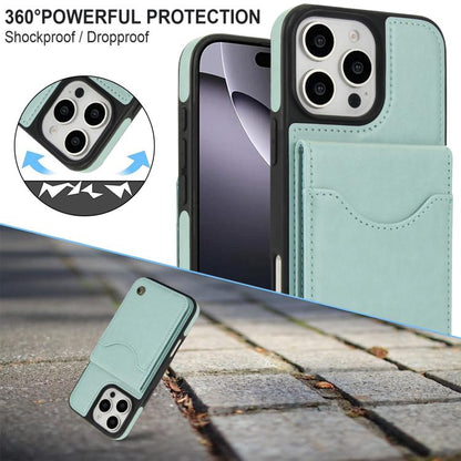 For iPhone 16 Pro Max AwQuer Vertical Flip Card Bag Holder Leather Phone Case(Green)