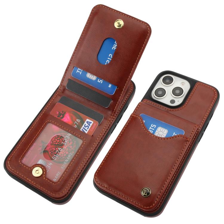 For iPhone 16 Pro Max AwQuer Vertical Flip Card Bag Holder Leather Phone Case(Brown)
