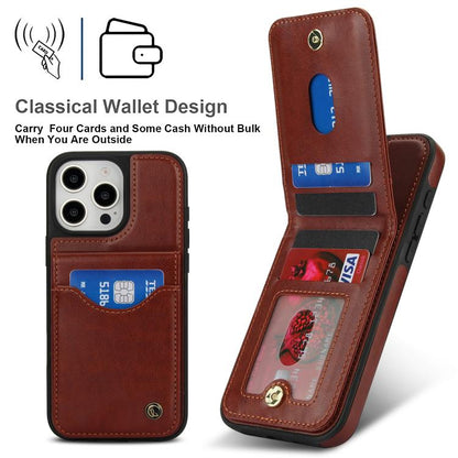 For iPhone 16 Pro Max AwQuer Vertical Flip Card Bag Holder Leather Phone Case(Brown)