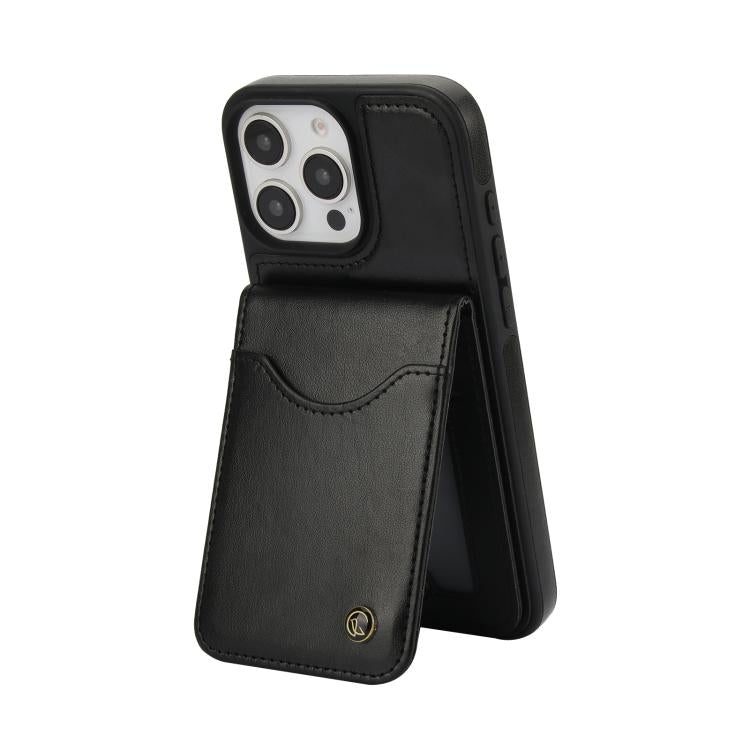 For iPhone 16 Pro AwQuer Vertical Flip Card Bag Holder Leather Phone Case(Black)