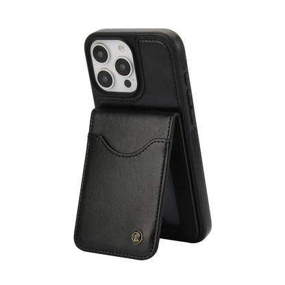 For iPhone 16 Pro AwQuer Vertical Flip Card Bag Holder Leather Phone Case(Black)