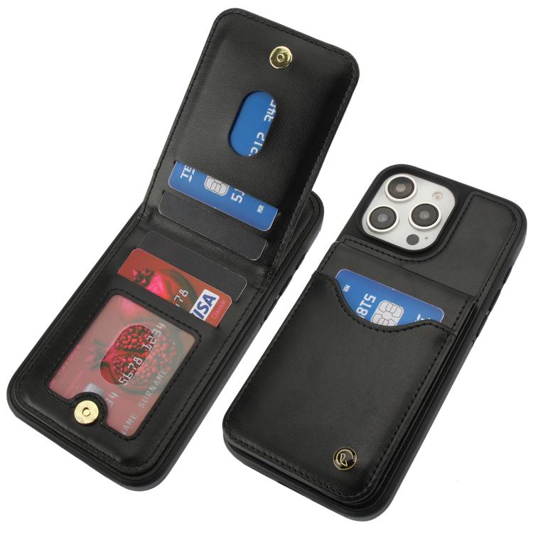 For iPhone 16 Pro AwQuer Vertical Flip Card Bag Holder Leather Phone Case(Black)