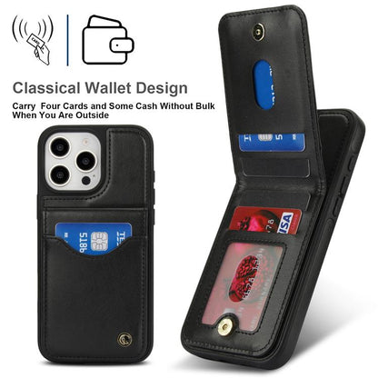 For iPhone 16 Pro AwQuer Vertical Flip Card Bag Holder Leather Phone Case(Black)