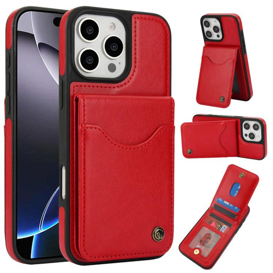 Pour iPhone 16 Pro AwQuer Étui en cuir avec porte-cartes à rabat vertical (rouge)
