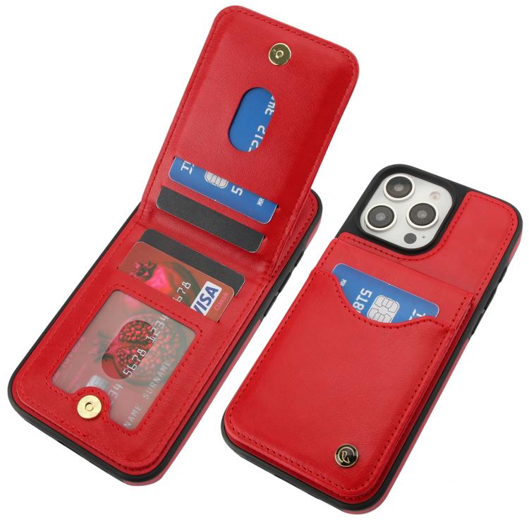 For iPhone 16 Pro AwQuer Vertical Flip Card Bag Holder Leather Phone Case(Red)