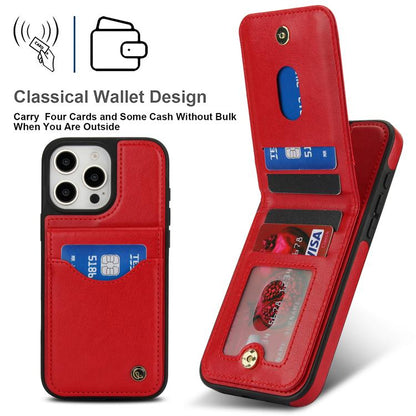 For iPhone 16 Pro AwQuer Vertical Flip Card Bag Holder Leather Phone Case(Red)