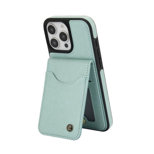 For iPhone 16 Pro AwQuer Vertical Flip Card Bag Holder Leather Phone Case(Green)