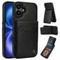 For iPhone 16 Plus AwQuer Vertical Flip Card Bag Holder Leather Phone Case(Black)