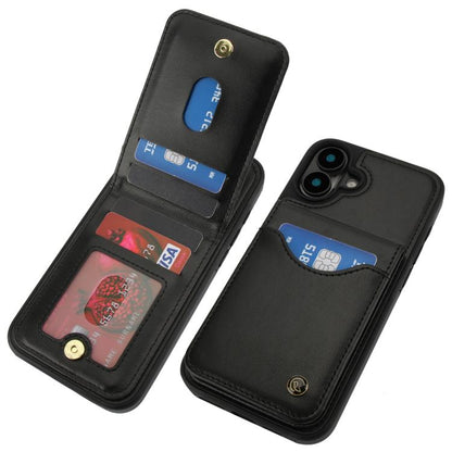For iPhone 16 Plus AwQuer Vertical Flip Card Bag Holder Leather Phone Case(Black)