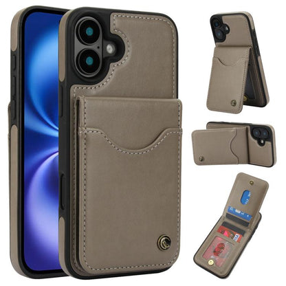 Pour iPhone 16 Plus Étui de Téléphone en Cuir AwQuer avec Porte-Cartes à Rabat Vertical (Gris)