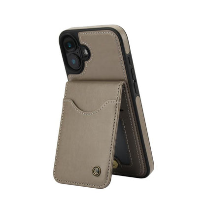 Pour iPhone 16 Plus Étui de Téléphone en Cuir AwQuer avec Porte-Cartes à Rabat Vertical (Gris)