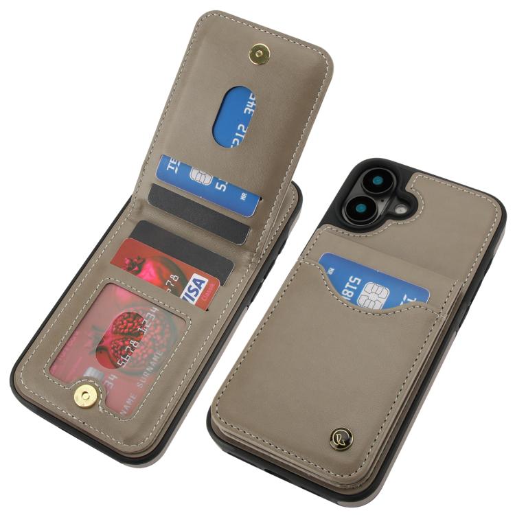 Pour iPhone 16 Plus Étui de Téléphone en Cuir AwQuer avec Porte-Cartes à Rabat Vertical (Gris)