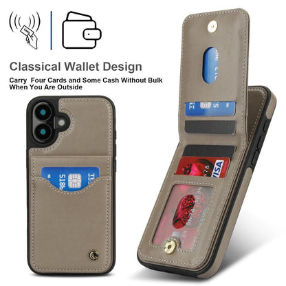 Pour iPhone 16 Plus Étui de Téléphone en Cuir AwQuer avec Porte-Cartes à Rabat Vertical (Gris)