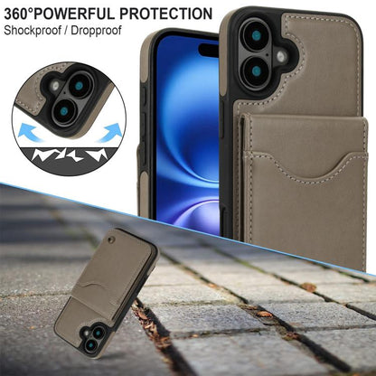 Pour iPhone 16 Plus Étui de Téléphone en Cuir AwQuer avec Porte-Cartes à Rabat Vertical (Gris)