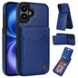 Pour iPhone 16 Plus Étui de Téléphone en Cuir AwQuer Vertical Flip Card Bag Holder (Bleu)