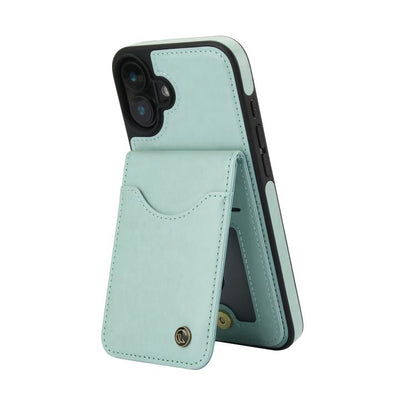 Pour iPhone 16 Plus Étui de téléphone en cuir avec porte-cartes à rabat vertical AwQuer (Vert)