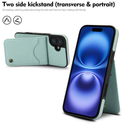 Pour iPhone 16 Plus Étui de téléphone en cuir avec porte-cartes à rabat vertical AwQuer (Vert)