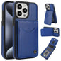 For iPhone 15 Pro Max AwQuer Vertical Flip Card Bag Holder Leather Phone Case(Blue)