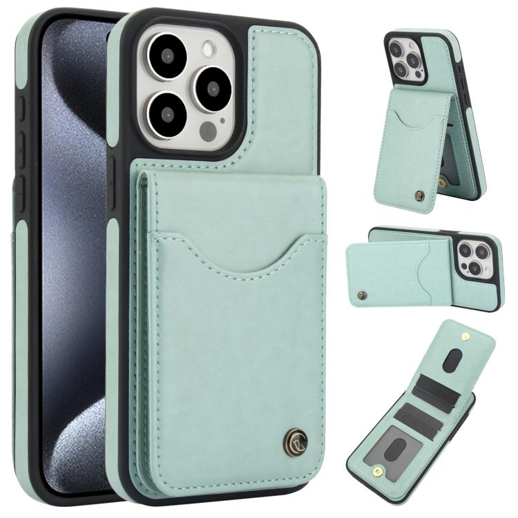 Pour iPhone 15 Pro Max AwQuer Étui portefeuille en cuir à rabat vertical avec porte-cartes (vert)