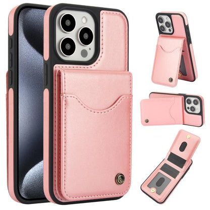 Pour iPhone 15 Pro Étui Portefeuille en Cuir avec Rabat Vertical AwQuer (Or Rose)
