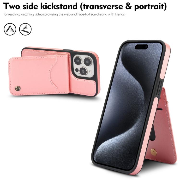 Pour iPhone 15 Pro Étui Portefeuille en Cuir avec Rabat Vertical AwQuer (Or Rose)