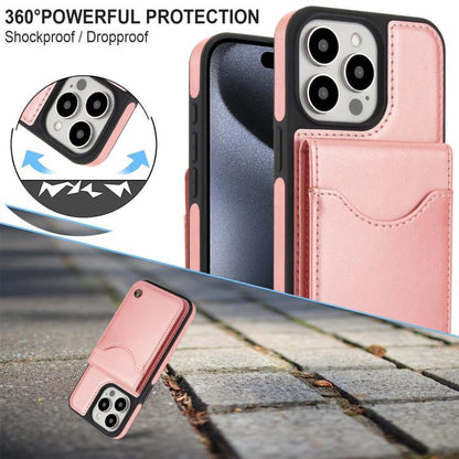Pour iPhone 15 Pro Étui Portefeuille en Cuir avec Rabat Vertical AwQuer (Or Rose)