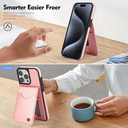 Pour iPhone 15 Pro Étui Portefeuille en Cuir avec Rabat Vertical AwQuer (Or Rose)