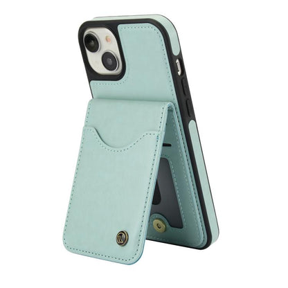 For iPhone 15 Plus AwQuer Vertical Flip Card Bag Holder Leather Phone Case(Green)