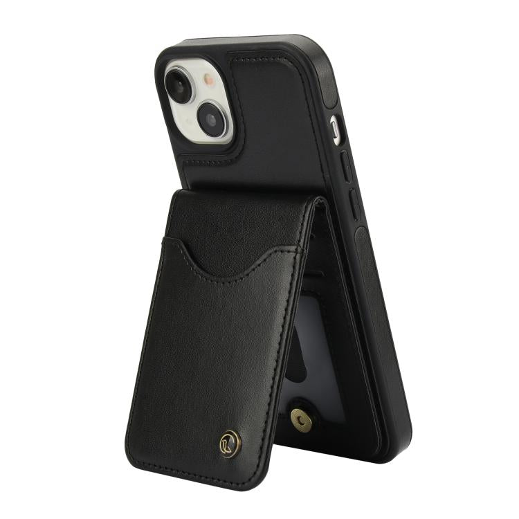 For iPhone 15 AwQuer Vertical Flip Card Bag Holder Leather Phone Case(Black)