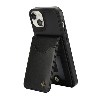For iPhone 15 AwQuer Vertical Flip Card Bag Holder Leather Phone Case(Black)