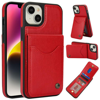 Pour iPhone 14 Plus AwQuer Vertical Flip Card Bag Holder Étui de Téléphone en Cuir (Rouge)