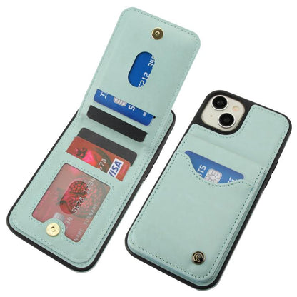 For iPhone 14 Plus AwQuer Vertical Flip Card Bag Holder Leather Phone Case(Green)