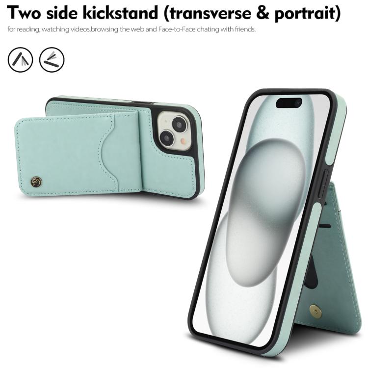 For iPhone 14 Plus AwQuer Vertical Flip Card Bag Holder Leather Phone Case(Green)