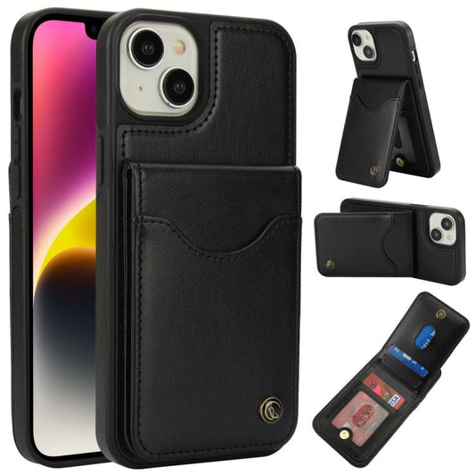 Pour iPhone 14 / 13 AwQuer Étui portefeuille en cuir à rabat vertical (Noir)