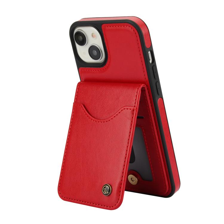 For iPhone 14 / 13 AwQuer Vertical Flip Card Bag Holder Leather Phone Case(Red)