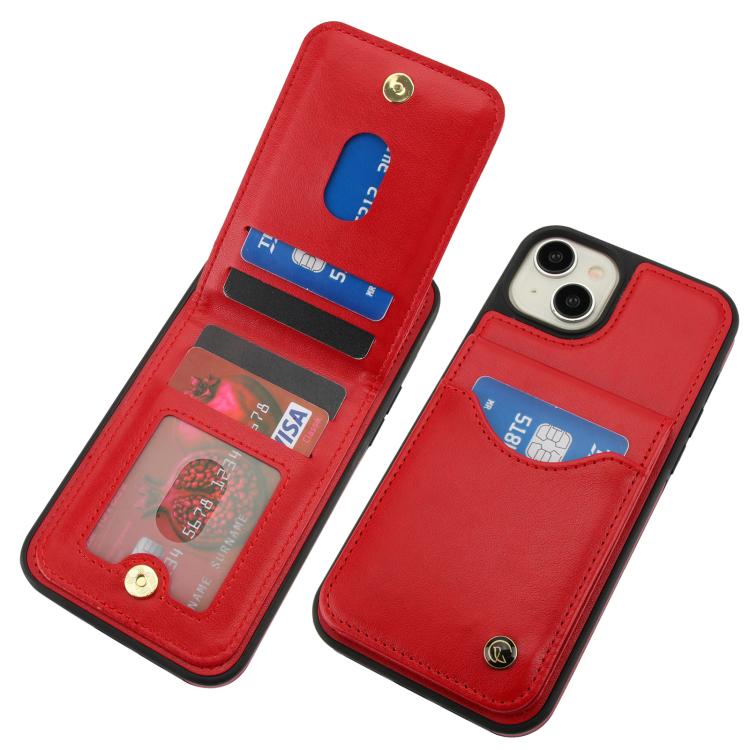 For iPhone 14 / 13 AwQuer Vertical Flip Card Bag Holder Leather Phone Case(Red)