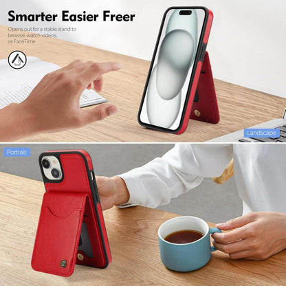For iPhone 14 / 13 AwQuer Vertical Flip Card Bag Holder Leather Phone Case(Red)
