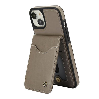 For iPhone 14 / 13 AwQuer Vertical Flip Card Bag Holder Leather Phone Case(Grey)