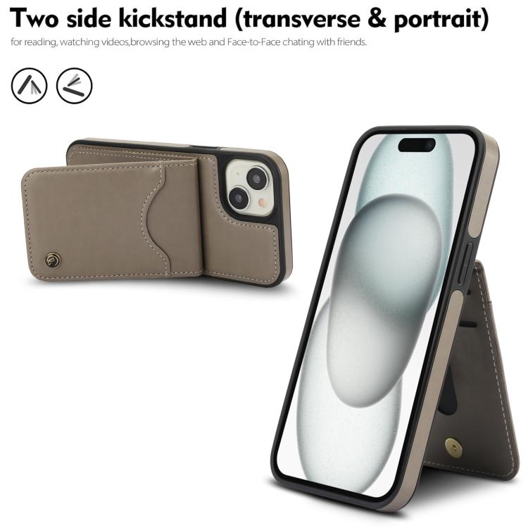 For iPhone 14 / 13 AwQuer Vertical Flip Card Bag Holder Leather Phone Case(Grey)