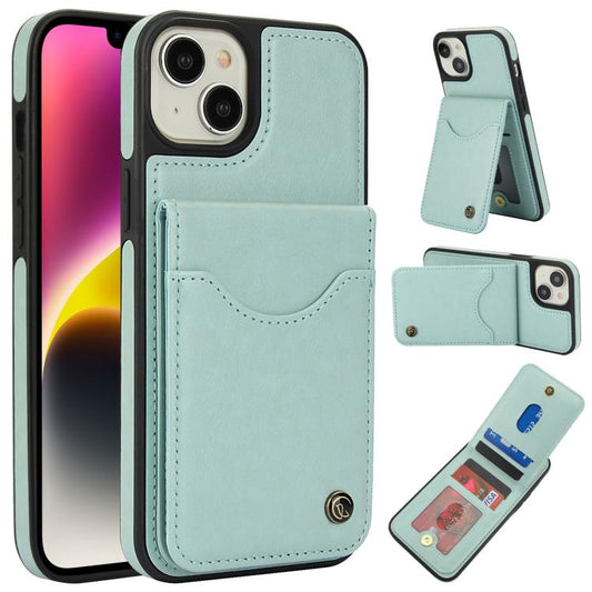 Pour iPhone 14 / 13 Étui portefeuille en cuir AwQuer avec porte-cartes à rabat vertical (vert)