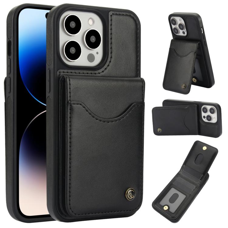 Pour iPhone 14 Pro AwQuer Vertical Flip Card Bag Holder Housse de téléphone en cuir (Noir)