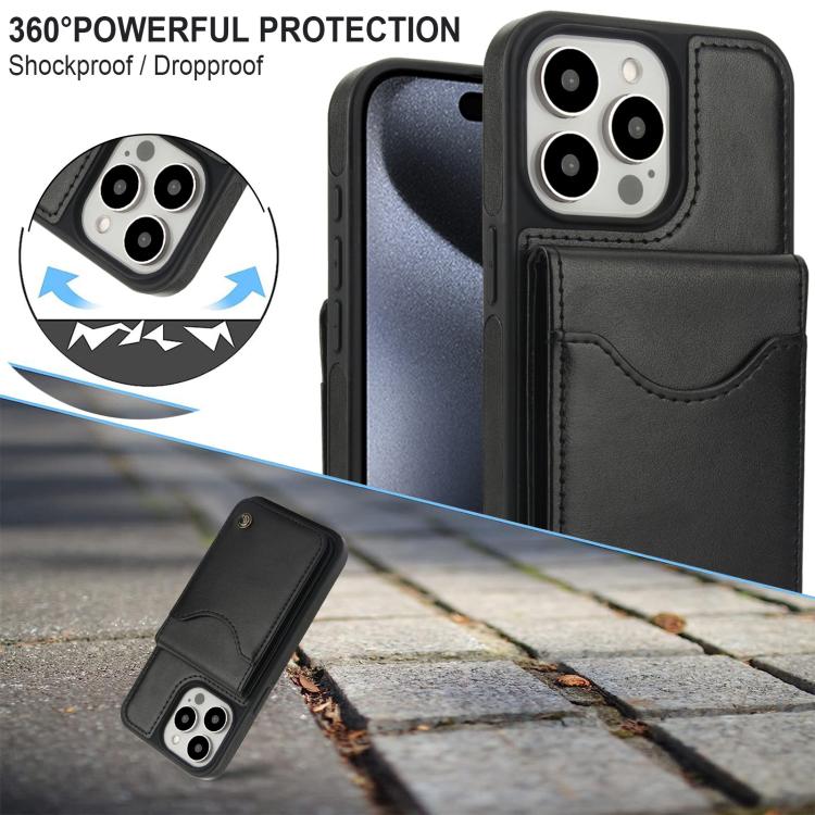 Pour iPhone 14 Pro AwQuer Vertical Flip Card Bag Holder Housse de téléphone en cuir (Noir)