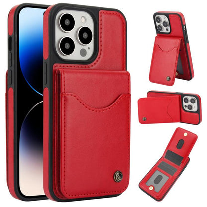 For iPhone 14 Pro AwQuer Vertical Flip Card Bag Holder Leather Phone Case(Red)