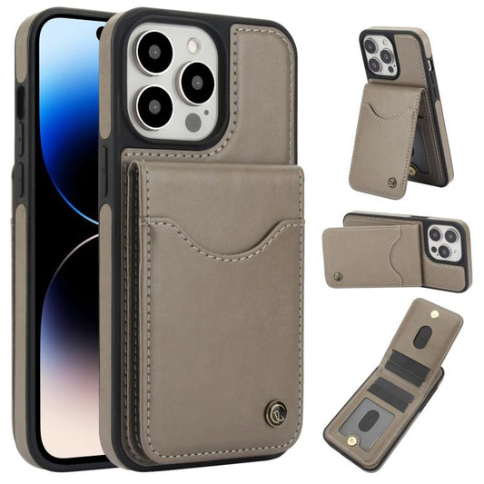 Pour iPhone 14 Pro AwQuer Vertical Flip Card Bag Holder Étui de Téléphone en Cuir (Gris)