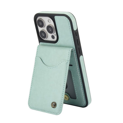 For iPhone 14 Pro AwQuer Vertical Flip Card Bag Holder Leather Phone Case(Green)