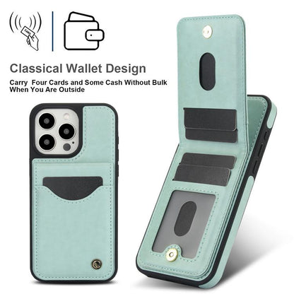 For iPhone 14 Pro AwQuer Vertical Flip Card Bag Holder Leather Phone Case(Green)